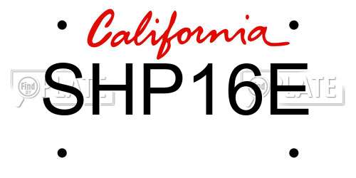 SHP16E California License Plate