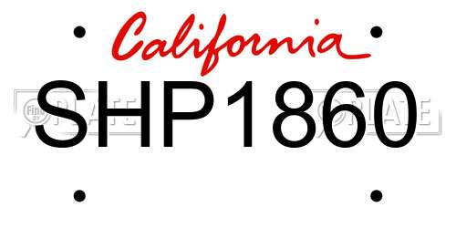 SHP1860 California License Plate