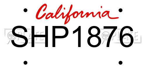 SHP1876 California License Plate