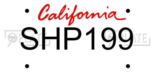 SHP199 California License Plate