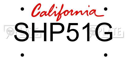 SHP51G California License Plate