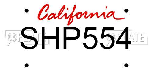 SHP554 California License Plate