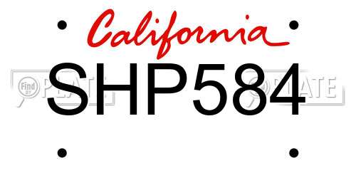SHP584 California License Plate