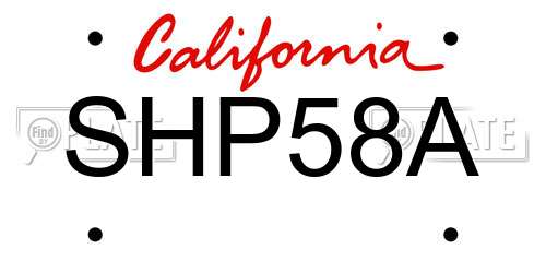 SHP58A California License Plate