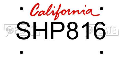 SHP816 California License Plate
