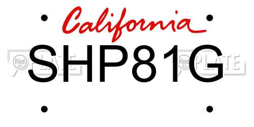 SHP81G California License Plate