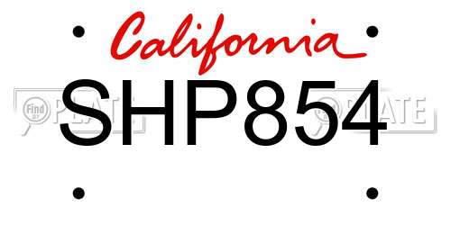 SHP854 California License Plate