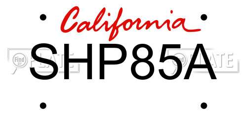 SHP85A California License Plate