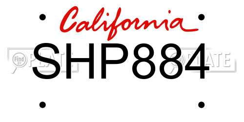SHP884 California License Plate