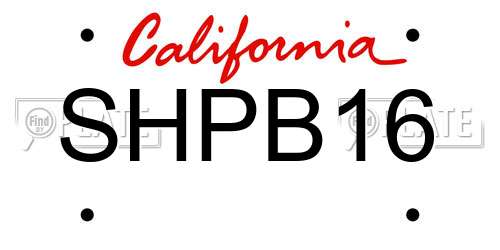 SHPB16 California License Plate