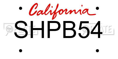 SHPB54 California License Plate