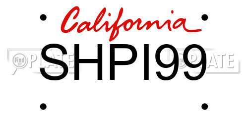 SHPI99 California License Plate