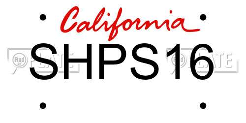 SHPS16 California License Plate