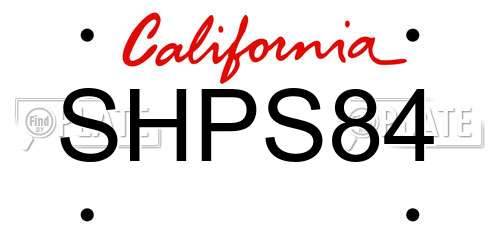 SHPS84 California License Plate