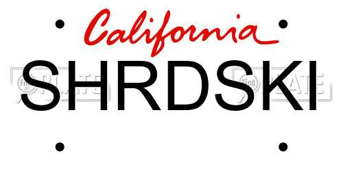 SHRDSKI California License Plate
