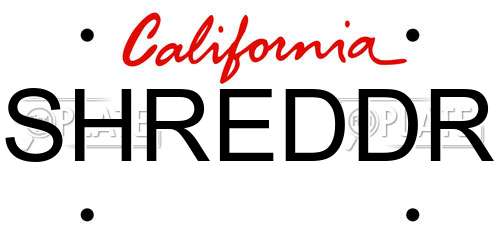 SHREDDR California License Plate