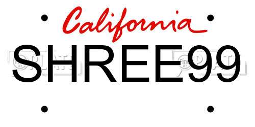 SHREE99 California License Plate