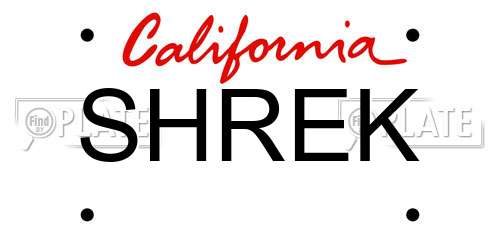 SHREK California License Plate