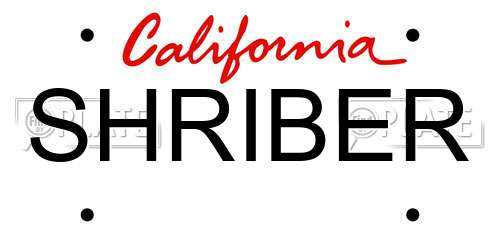 SHRIBER California License Plate