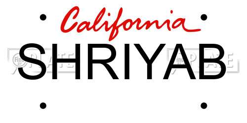 SHRIYAB California License Plate