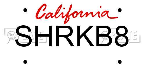 SHRKB8 California License Plate