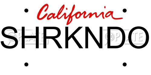 SHRKNDO California License Plate