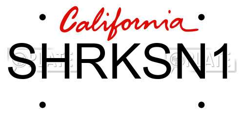 SHRKSN1 California License Plate