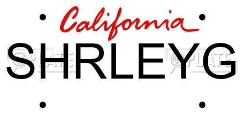 SHRLEYG California License Plate