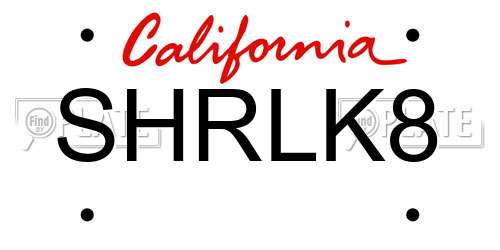 SHRLK8 California License Plate