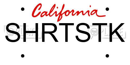 SHRTSTK California License Plate