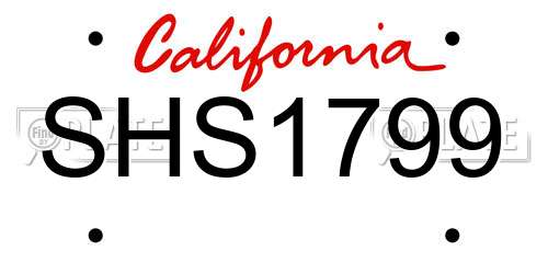 SHS1799 California License Plate