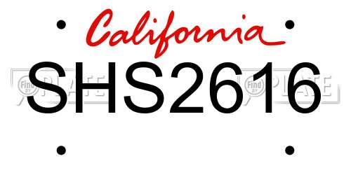 SHS2616 California License Plate