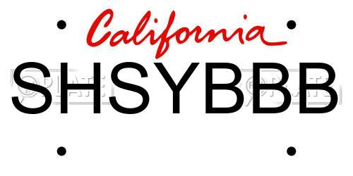 SHSYBBB California License Plate
