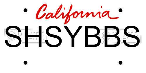 SHSYBBS California License Plate
