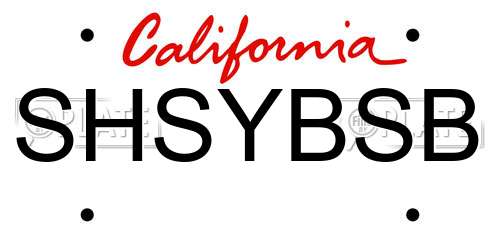 SHSYBSB California License Plate
