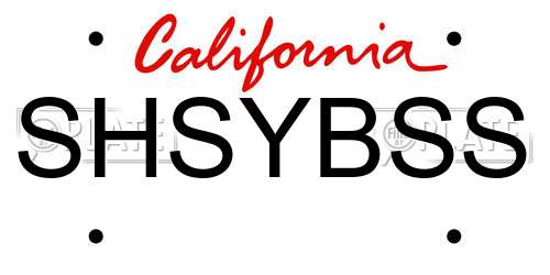 SHSYBSS California License Plate