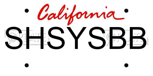 SHSYSBB California License Plate