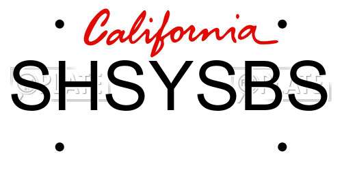 SHSYSBS California License Plate