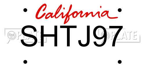 SHTJ97 California License Plate