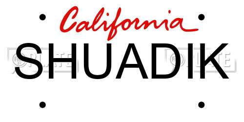 SHUADIK California License Plate