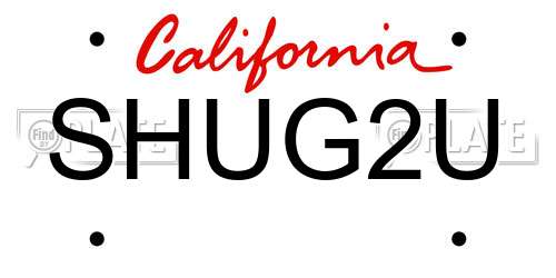 SHUG2U California License Plate
