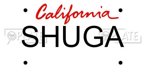 SHUGA California License Plate