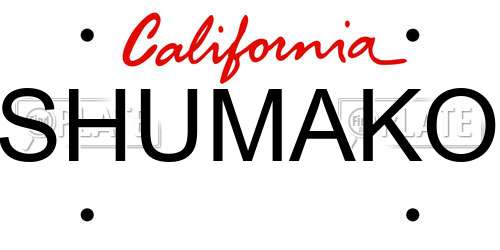 SHUMAKO California License Plate