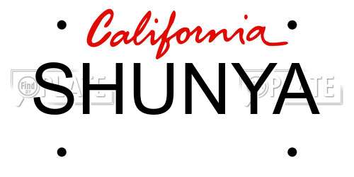 SHUNYA California License Plate