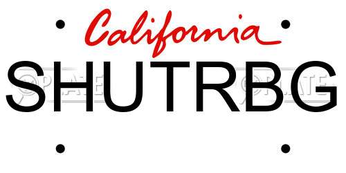SHUTRBG California License Plate
