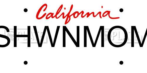 SHWNMOM California License Plate