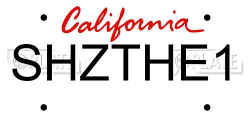 SHZTHE1 California License Plate