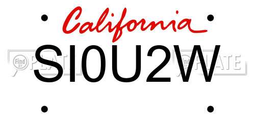 SI0U2W California License Plate