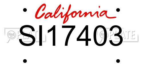 SI17403 California License Plate