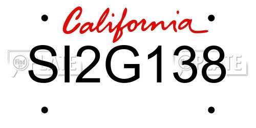SI2G138 California License Plate